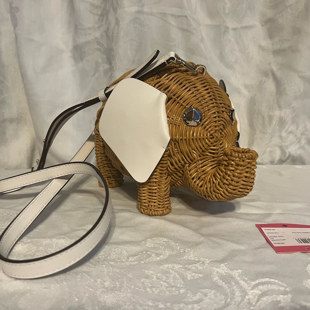 Kate Spade “Tiny” wicker elephant shoulder bag